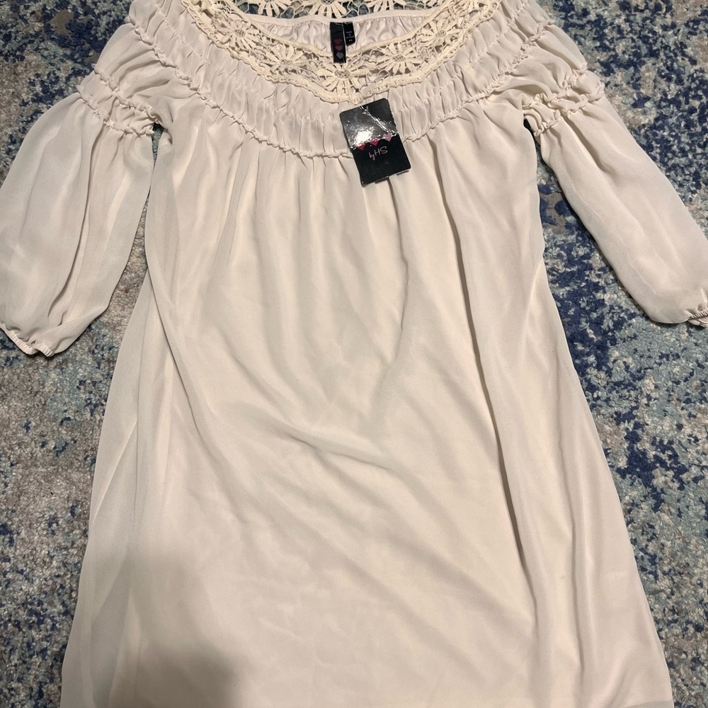 Cream Off-Shoulder Dress - Size XS